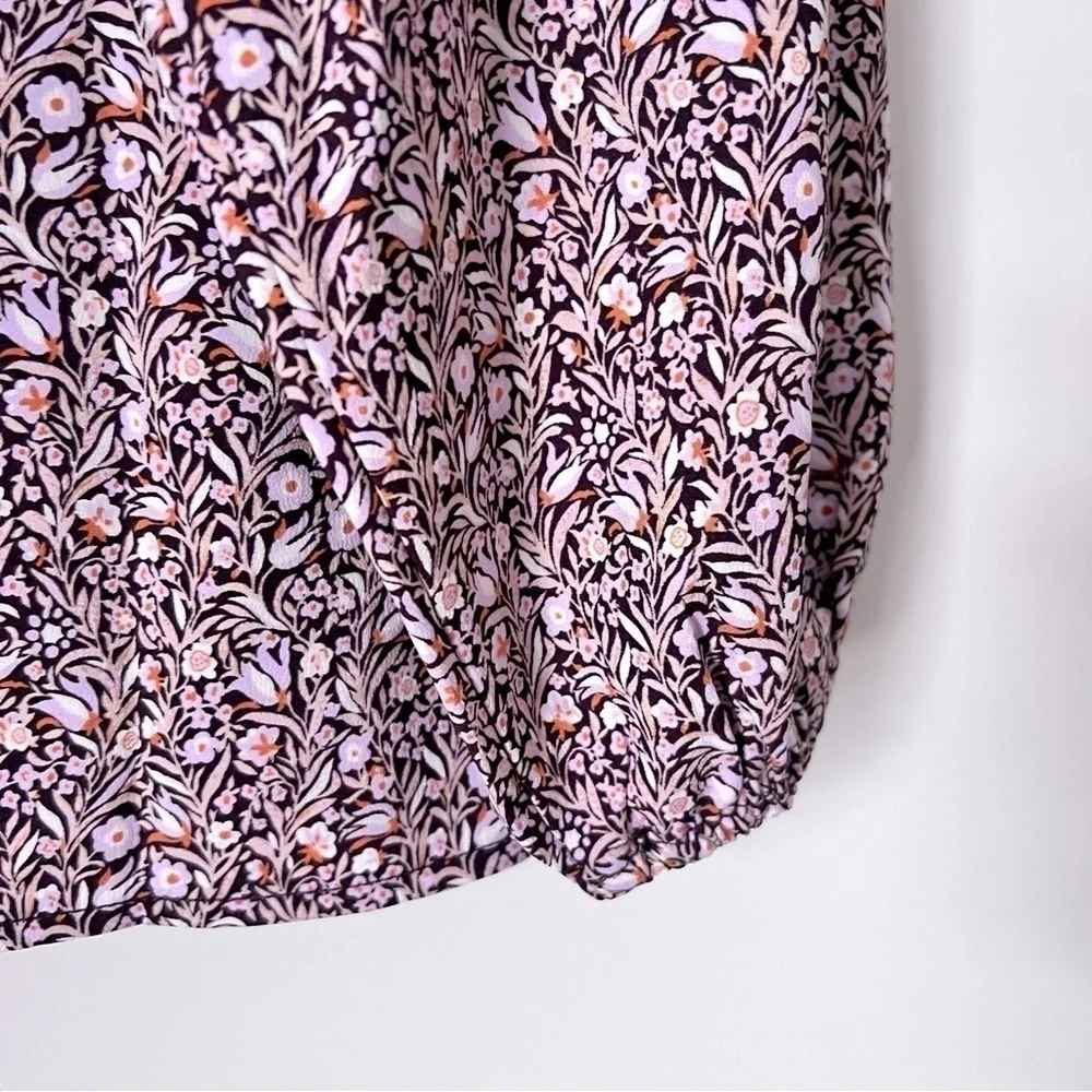 J. Crew Puff-Sleeve Satin Back Crepe Top Floral Flourish Blouse